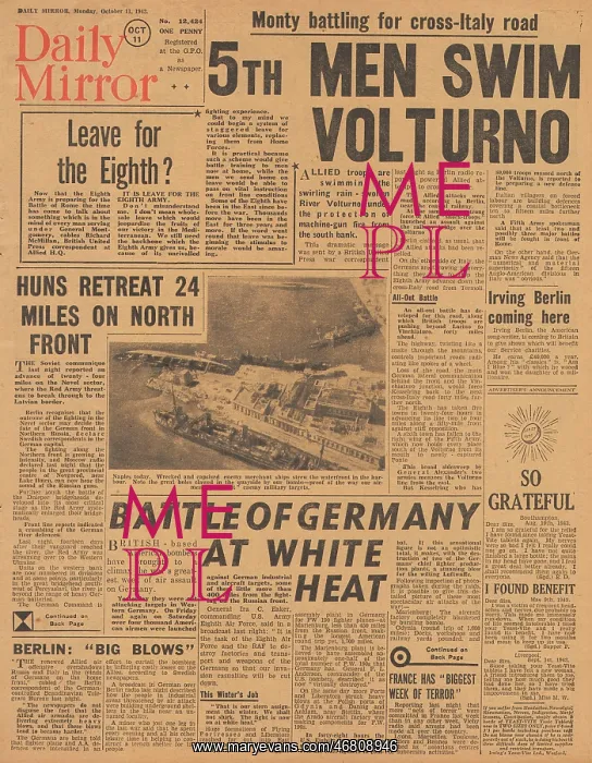 : Daily Mirror front page Red Army advance on Eastern Front : Daily Mirror front page Red Army advance on Eastern Front
