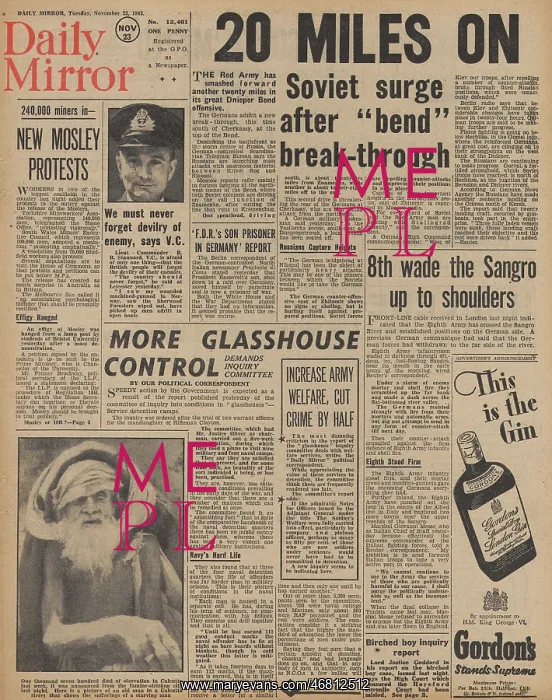 : Daily Mirror front page Red Army advance on Eastern Front : Daily Mirror front page Red Army advance on Eastern Front