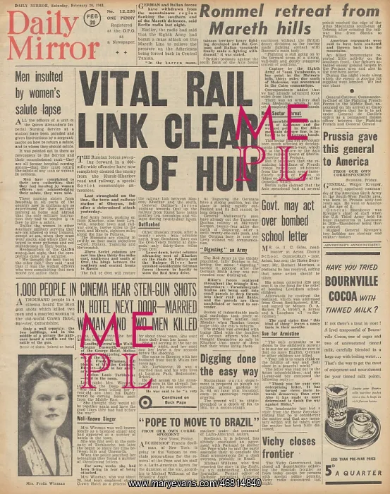 : Daily Mirror front page Red Army advance on Eastern Front : Daily Mirror front page Red Army advance on Eastern Front