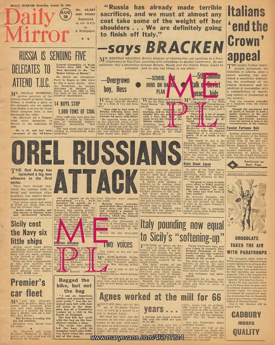 : Daily Mirror front page Red Army advance on Eastern Front : Daily Mirror front page Red Army advance on Eastern Front