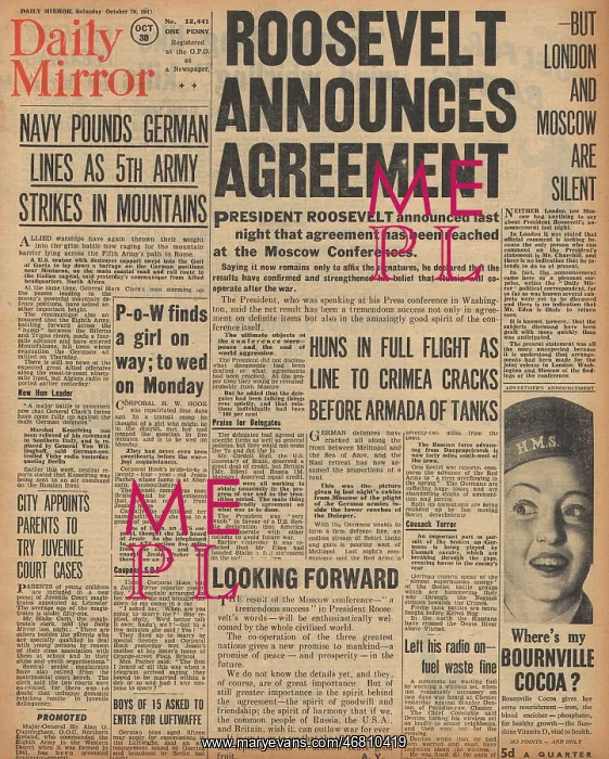 : Daily Mirror front page Red Army advances on Eastern Front : Daily Mirror front page Red Army advances on Eastern Front
