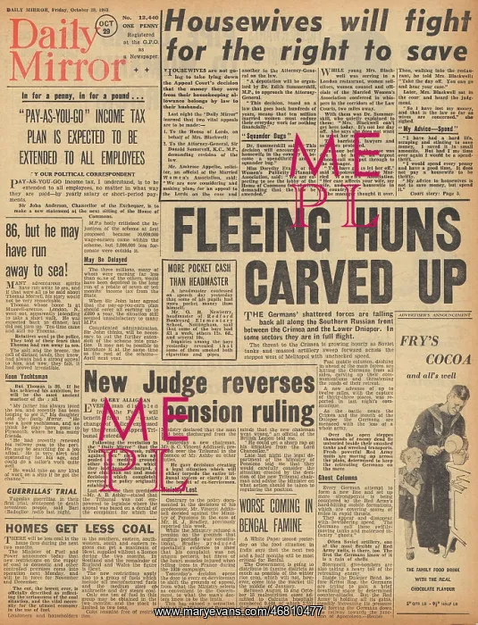 : Daily Mirror front page Red Army advances on Eastern Front : Daily Mirror front page Red Army advances on Eastern Front