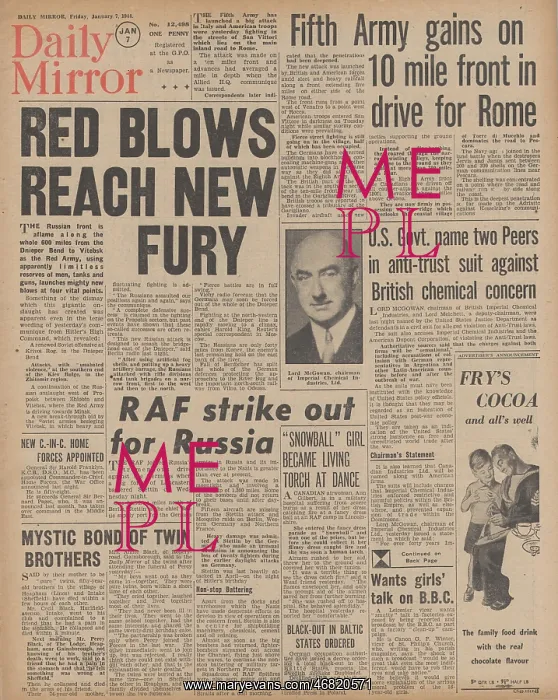 : Daily Mirror front page Red Army capture Berdichev : Daily Mirror front page Red Army capture Berdichev