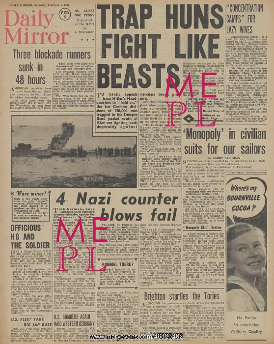 : Daily Mirror front page Red Army encircle German forces : Daily Mirror front page Red Army encircle German forces