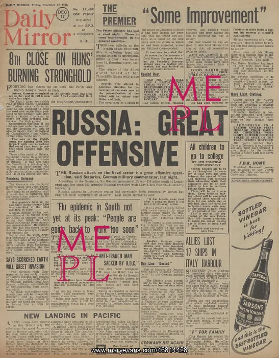 : Daily Mirror front page Red Army on offensive : Daily Mirror front page Red Army on offensive