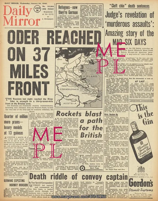 : Daily Mirror front page Red Army reach River Oder : Daily Mirror front page Red Army reach River Oder