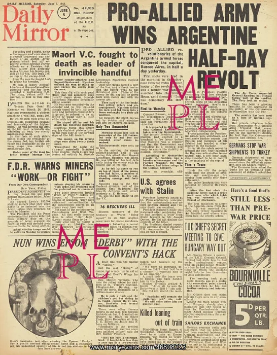 : Daily Mirror front page Revolution in Argentina : Daily Mirror front page Revolution in Argentina