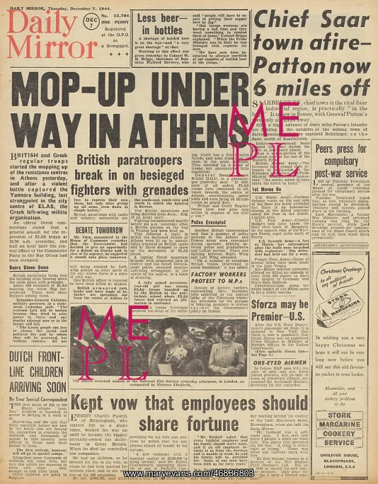 : Daily Mirror front page Unrest in Athens : Daily Mirror front page Unrest in Athens