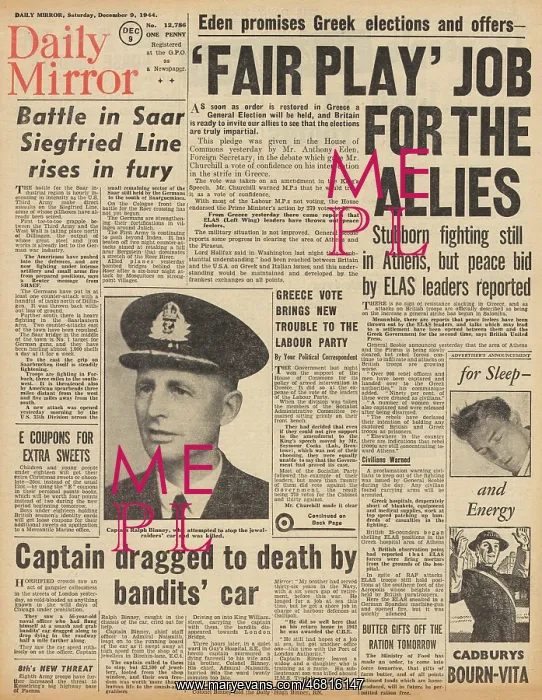 : Daily Mirror front page Unrest in Greece : Daily Mirror front page Unrest in Greece