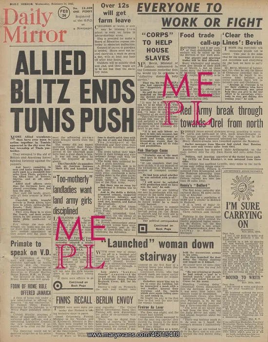 : Daily Mirror - Red Army advance on the Eastern Front : Daily Mirror - Red Army advance on the Eastern Front
