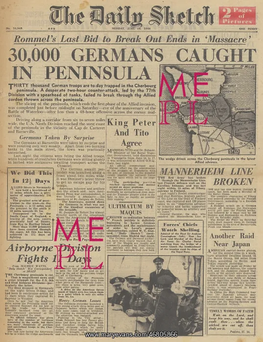  : The Daily Sketch front page Battle of Cherbourg