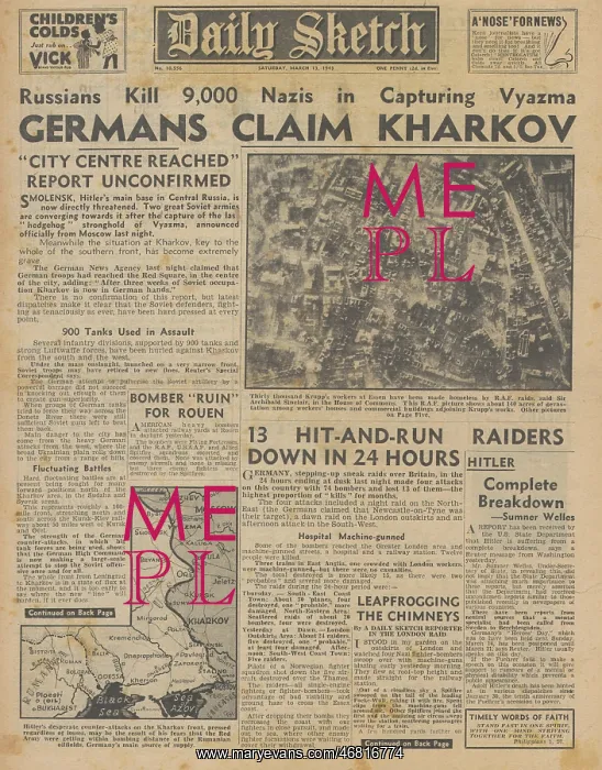  : The Daily Sketch front page Battle for Kharkov