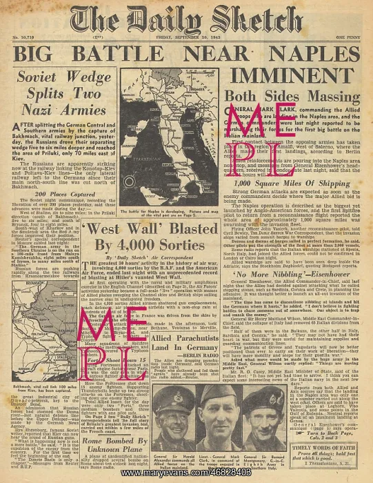 : The Daily Sketch front page Battle for Naples : The Daily Sketch front page Battle for Naples
