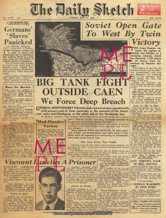 : The Daily Sketch front page Operation Epsom in Normandy : The Daily Sketch front page Operation Epsom in Normandy