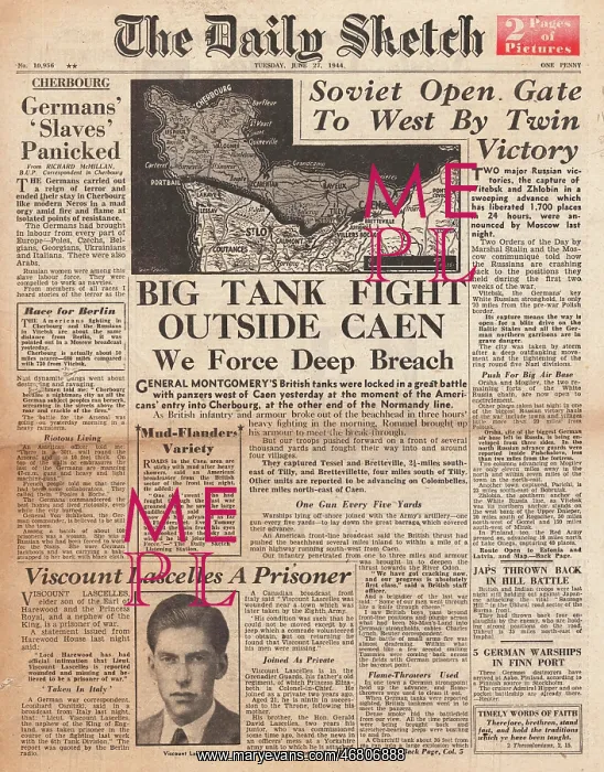 : The Daily Sketch front page Operation Epsom in Normandy : The Daily Sketch front page Operation Epsom in Normandy