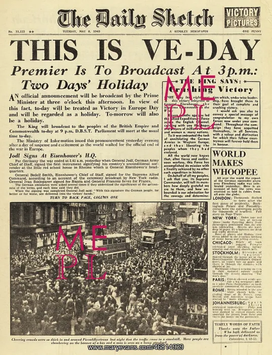 : The Daily Sketch front page VE Day : The Daily Sketch front page VE Day