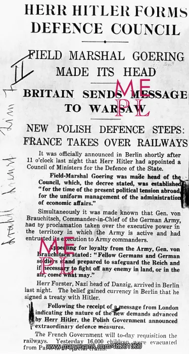 : Daily Telegraph from 31.08.1939 : Daily Telegraph from 31.08.1939