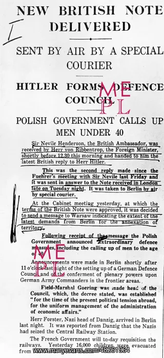 : Daily Telegraph from 31.08.1939 : Daily Telegraph from 31.08.1939