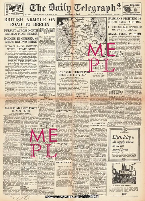 : The Daily Telegraph - British forces advance into Germany : The Daily Telegraph - British forces advance into Germany