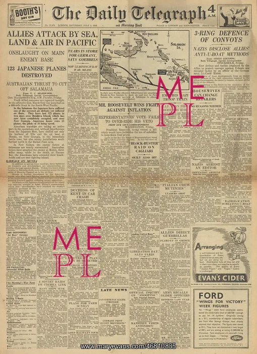 : The Daily Telegraph - US offensive on Solomon Islands : The Daily Telegraph - US offensive on Solomon Islands