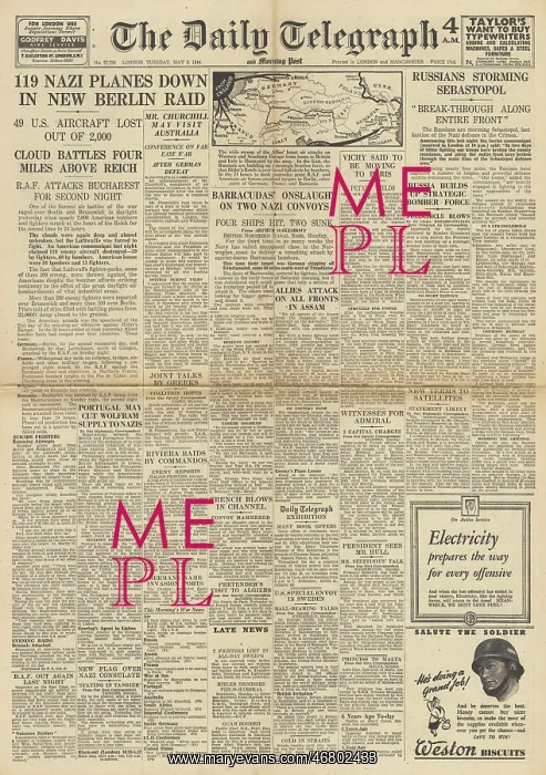 : The Daily Telegraph front page Air war over Berlin : The Daily Telegraph front page Air war over Berlin