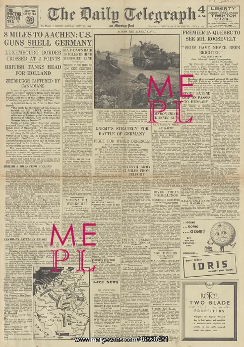 : The Daily Telegraph front page US Artillery shell Germany : The Daily Telegraph front page US Artillery shell Germany