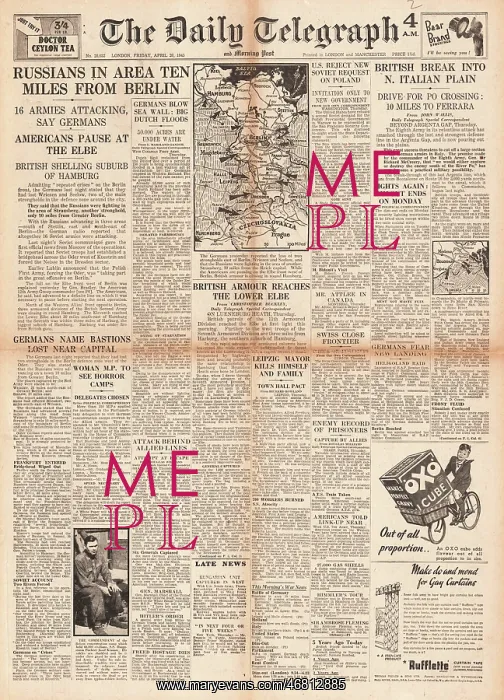 : The Daily Telegraph front page Battle for Berlin : The Daily Telegraph front page Battle for Berlin