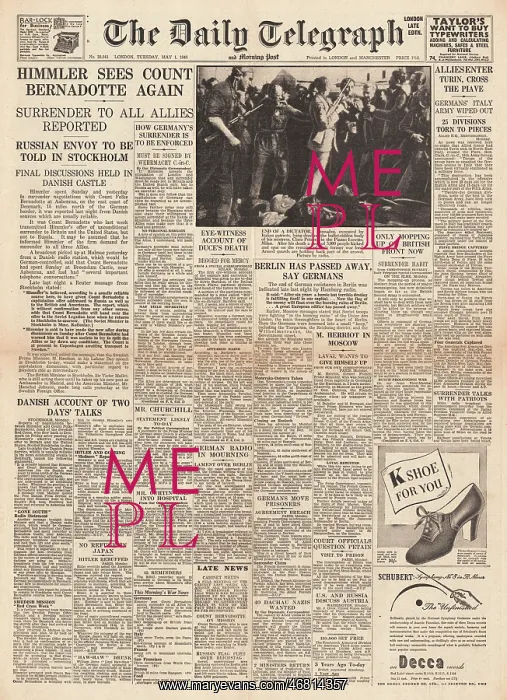 : The Daily Telegraph front page Battle for Berlin : The Daily Telegraph front page Battle for Berlin
