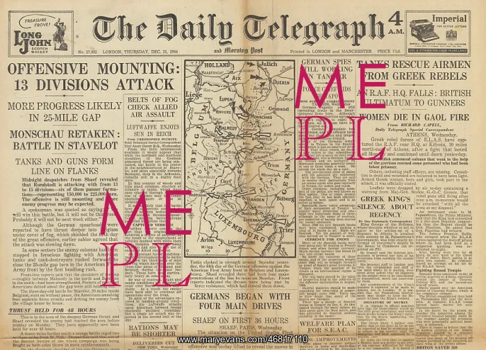 : The Daily Telegraph front page Battle of the Bulge : The Daily Telegraph front page Battle of the Bulge