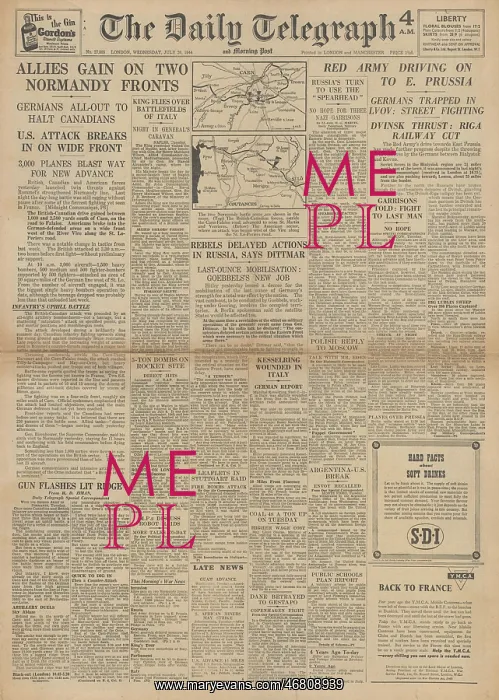 : The Daily Telegraph front page Battle for Normandy : The Daily Telegraph front page Battle for Normandy