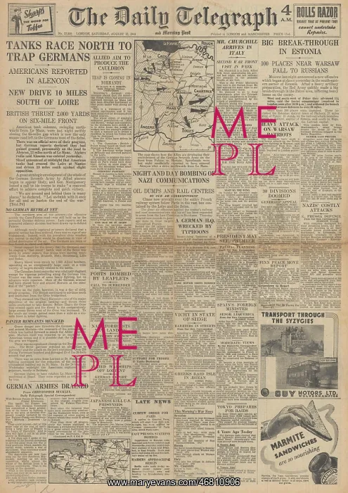 : The Daily Telegraph front page Battle for Normandy : The Daily Telegraph front page Battle for Normandy