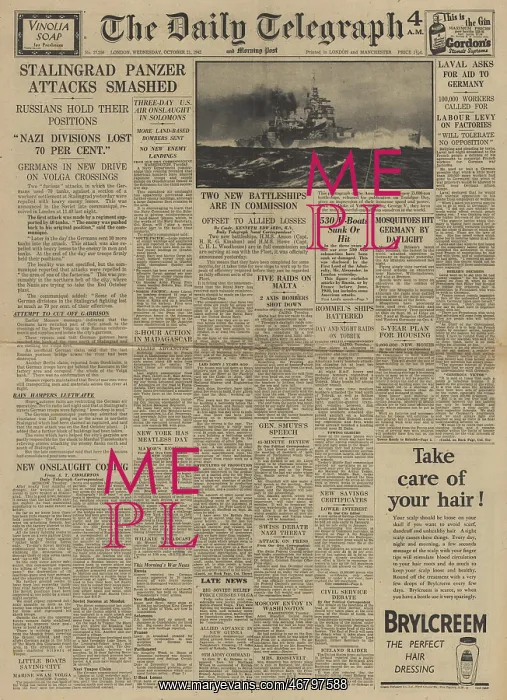 : The Daily Telegraph front page Battle of Stalingrad : The Daily Telegraph front page Battle of Stalingrad