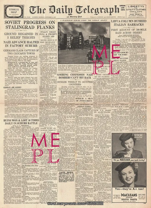 : The Daily Telegraph front page Battle of Stalingrad : The Daily Telegraph front page Battle of Stalingrad