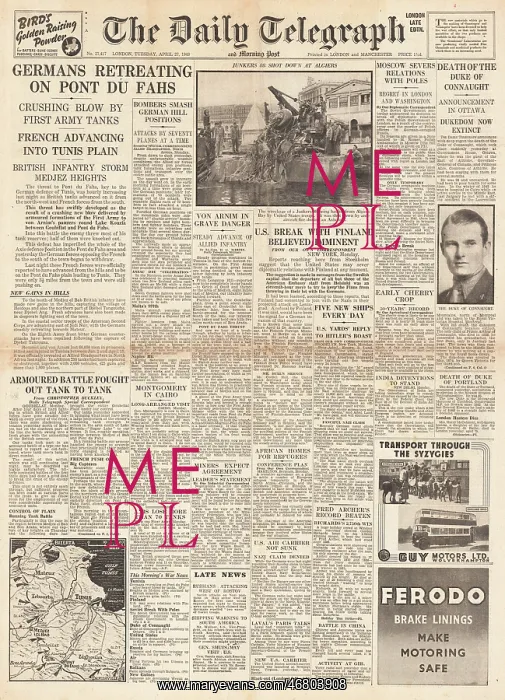 : The Daily Telegraph front page Battle for Tunisia : The Daily Telegraph front page Battle for Tunisia