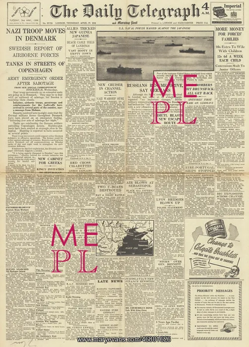 : The Daily Telegraph front page German troops move in Denmark : The Daily Telegraph front page German troops move in Denmark