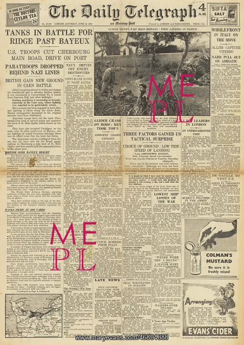 : The Daily Telegraph front page Glider troops in Normandy : The Daily Telegraph front page Glider troops in Normandy