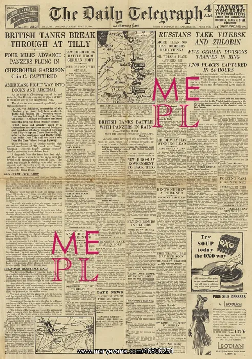 : The Daily Telegraph front page Operation Epsom in Normandy : The Daily Telegraph front page Operation Epsom in Normandy