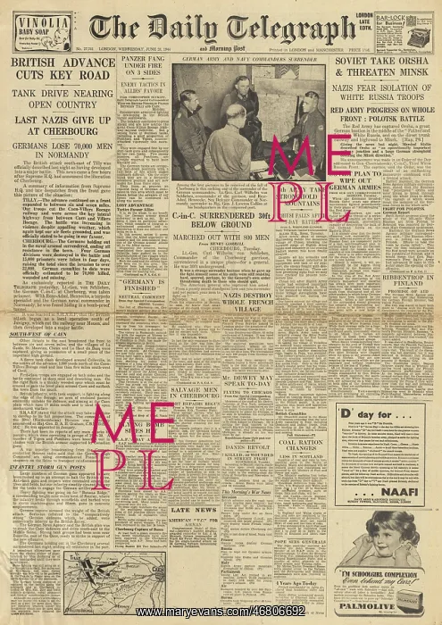: The Daily Telegraph front page Operation Epsom in Normandy : The Daily Telegraph front page Operation Epsom in Normandy