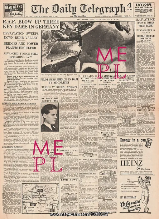  : The Daily Telegraph front page RAF Dambuster raids