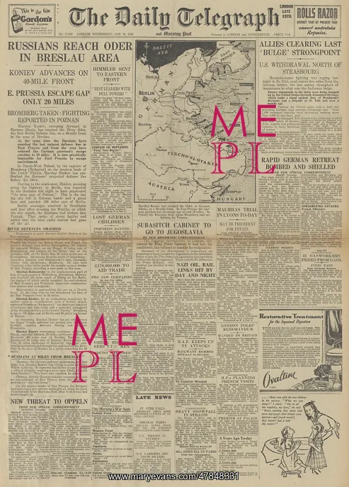 : The Daily Telegraph front page Red Army reach River Oder : The Daily Telegraph front page Red Army reach River Oder