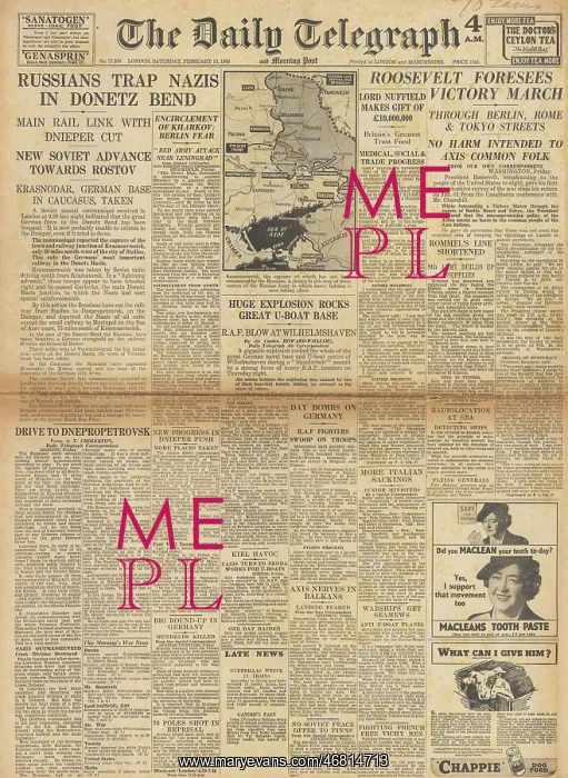 : The Daily Telegraph - Red Army advance on Eastern Front : The Daily Telegraph - Red Army advance on Eastern Front