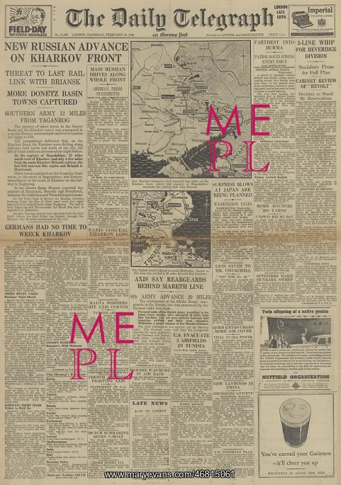 : The Daily Telegraph - Red Army advance on Eastern Front : The Daily Telegraph - Red Army advance on Eastern Front