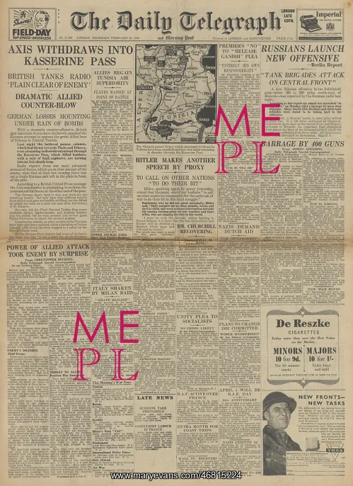 : The Daily Telegraph - Red Army advance on the Eastern Front : The Daily Telegraph - Red Army advance on the Eastern Front