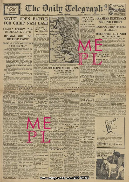 : The Daily Telegraph - Red Army advance on Eastern Front : The Daily Telegraph - Red Army advance on Eastern Front