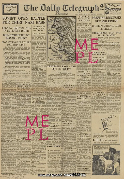 : The Daily Telegraph - Red Army advance on Eastern Front : The Daily Telegraph - Red Army advance on Eastern Front