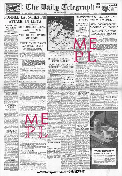 : Daily Telegraph Rommel launches major offensive in Libya : Daily Telegraph Rommel launches major offensive in Libya