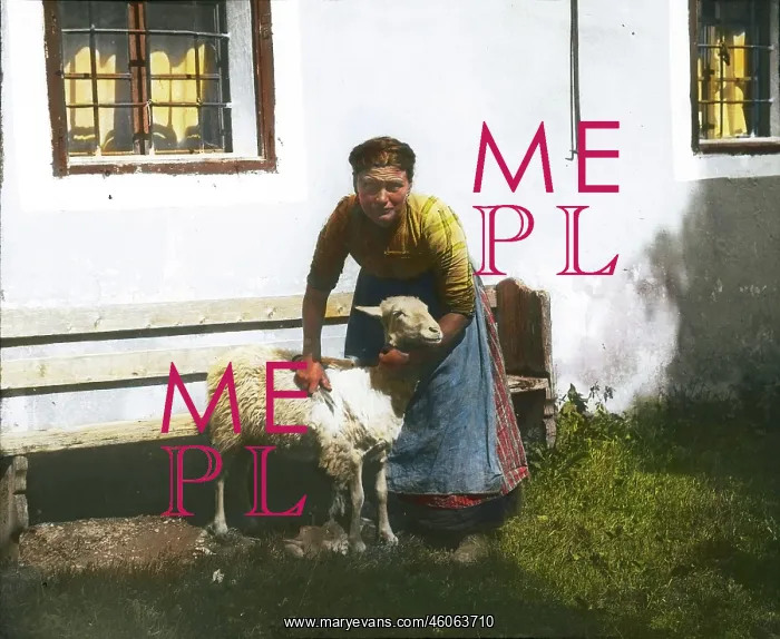 : Dairymaid. Salzkammergut. Hand-coloured lantern slide. Around 1910 : Dairymaid. Salzkammergut. Hand-coloured lantern slide. Around 1910