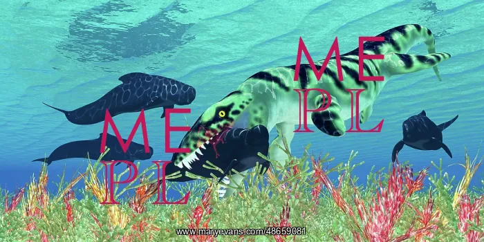 : Dakosaurus captures a pilot whale in its mouth : Dakosaurus captures a pilot whale in its mouth