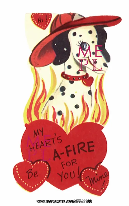  : Dalmation Dog with Fireman Hat Valentine