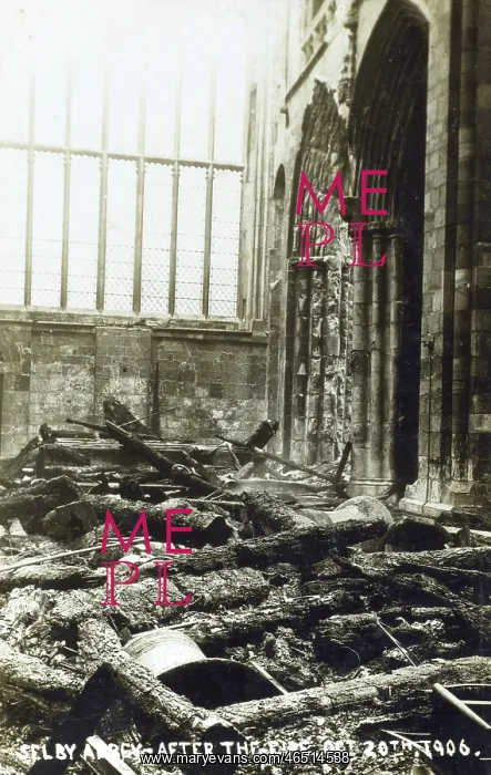 : Damage caused by fire at Selby Abbey : Damage caused by fire at Selby Abbey